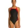 Poly Splice Thin Strap One Piece Swimsuit