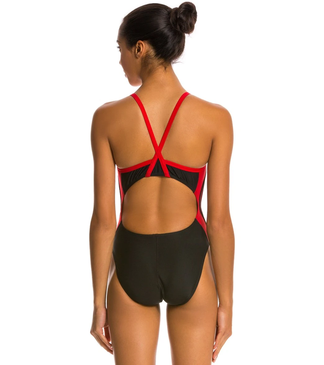 Poly Splice Thin Strap One Piece Swimsuit - Image 3