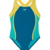 Speedo Girls' Mesh Splice Thick Strap One Piece Swimsuit (Big Kid)