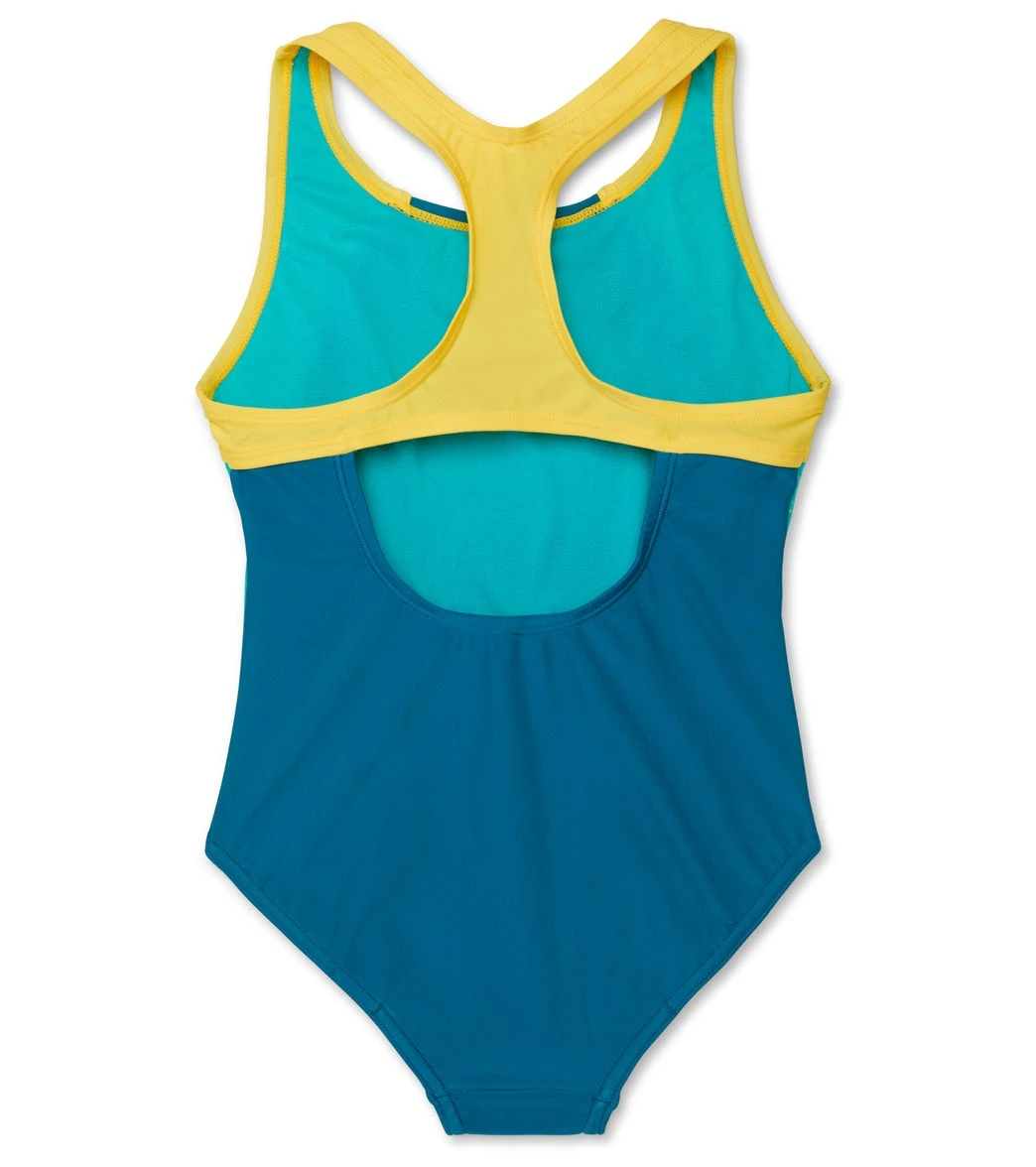 Speedo Girls' Mesh Splice Thick Strap One Piece Swimsuit (Big Kid) - Image 2