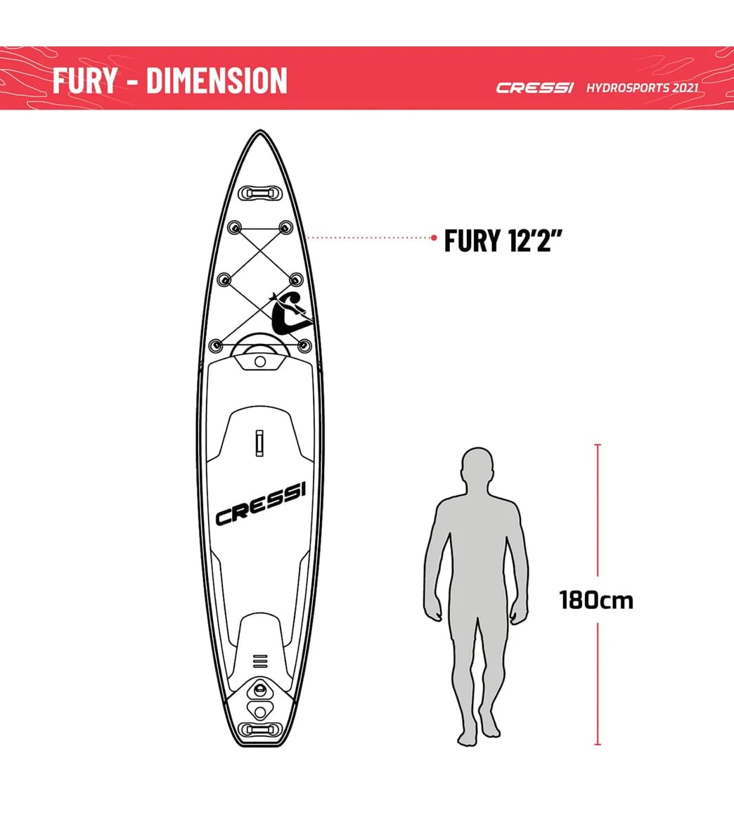 CRESSI Set Isup Fury Touring Dc 12β2β' Rosso Inflatable SUP - Image 8