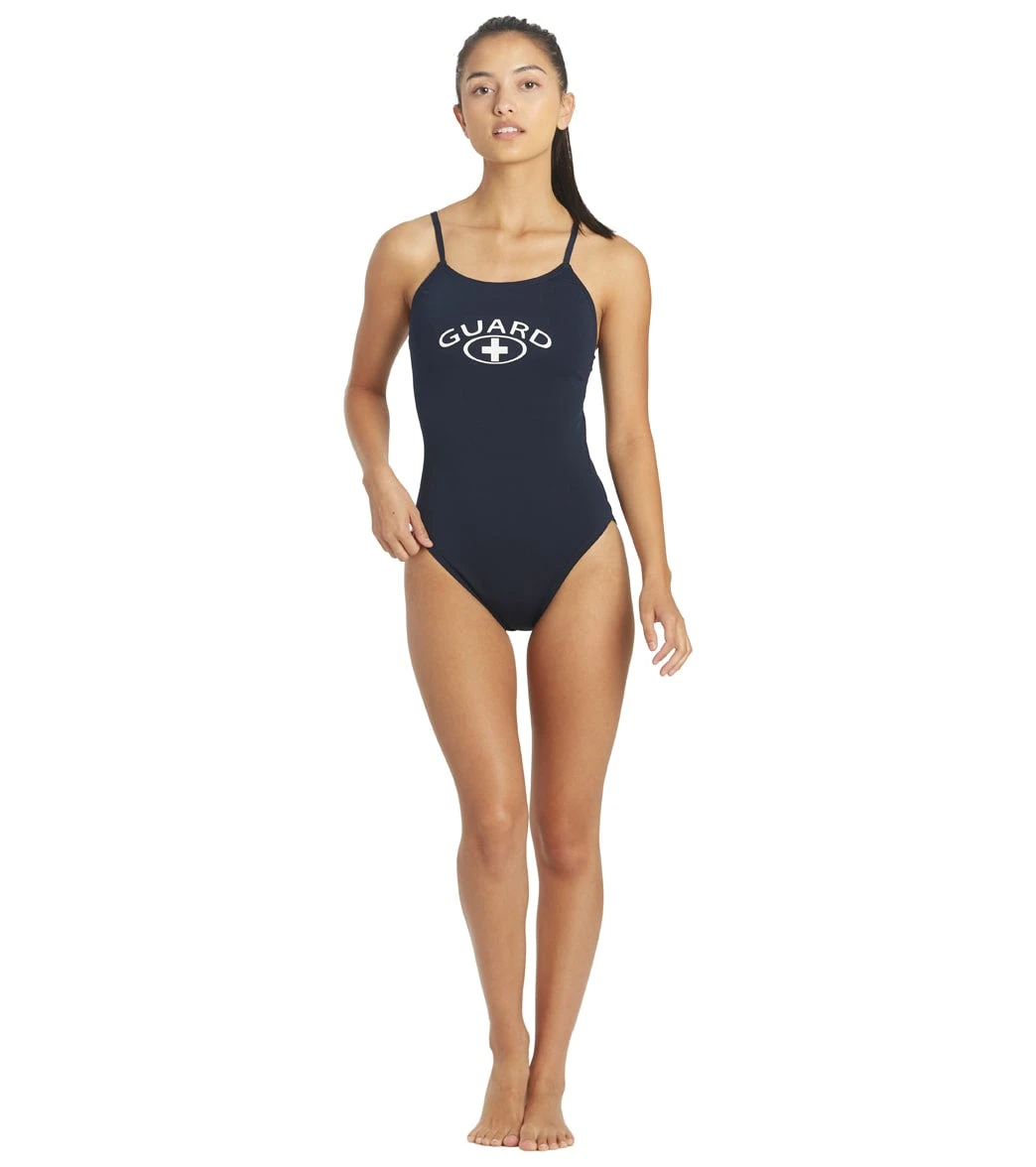 Women's Open V Back Lifeguard One Piece Swimsuit - Image 4