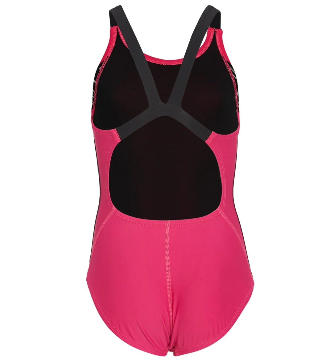 Nike Girls' Logo Tape Fastback One Piece Swimsuit (Big Kid) - Image 2