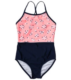 Girls' Ditsy Coral Classic Crossback Swimsuit (Toddler, Little Kid, Big Kid)