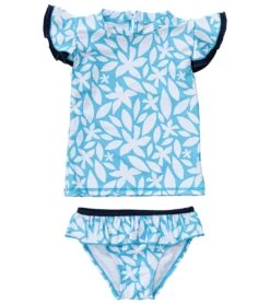 Girls' Aqua Bloom Sustainable SS Ruffle Set (Baby, Toddler, Little Kid)