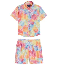 Boys' Bright Tie Dye Camp Shirt & Swim Trunks Set (Big Kid)