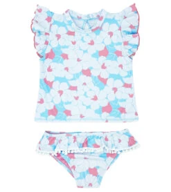 Girls' Seashell Short Sleeve Two Piece Tankini Set (Toddler, Little Kid)