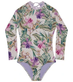 Splendid Girls' Panama Garden Long Sleeve One Piece Swimsuit (Big Kid)