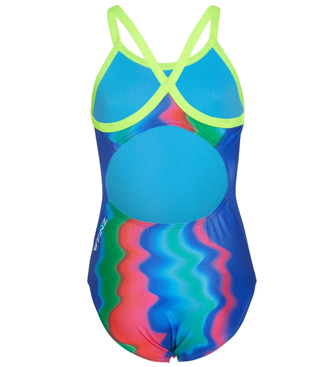 Girls' Retro Wave Tri Back One Piece Swimsuit (Big Kid) - Image 2