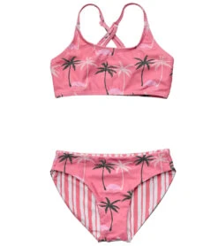 Girls' Palm Paradise Reversible X Back Two Piece Bikini Set (Little Kid, Big Kid)