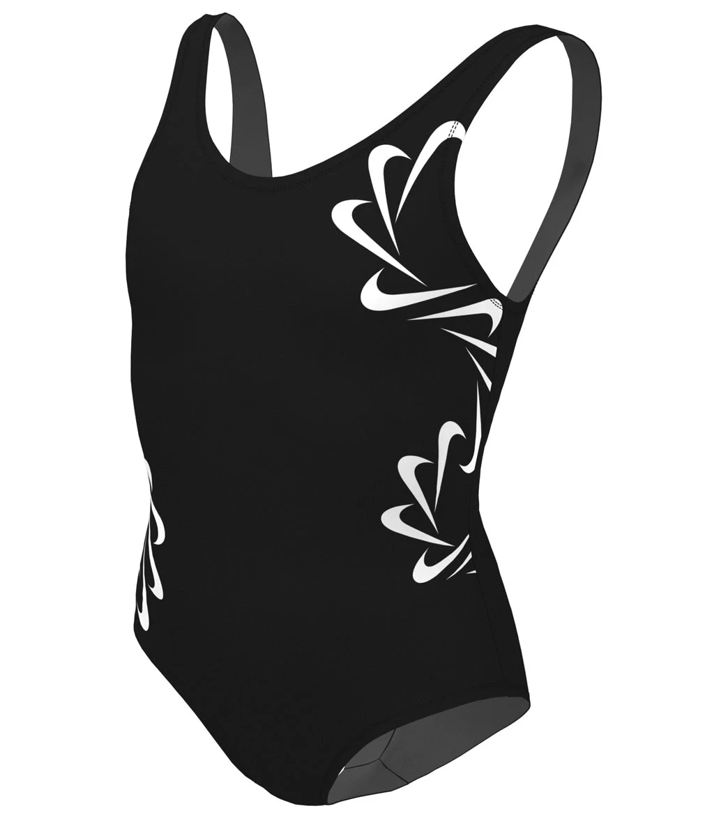 Nike Girls' Multi Logo U Back One Piece Swimsuit (Big Kid) - Image 2