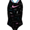 Nike Girls' Logo Toss Spiderback One Piece Swimsuit (Big Kid)