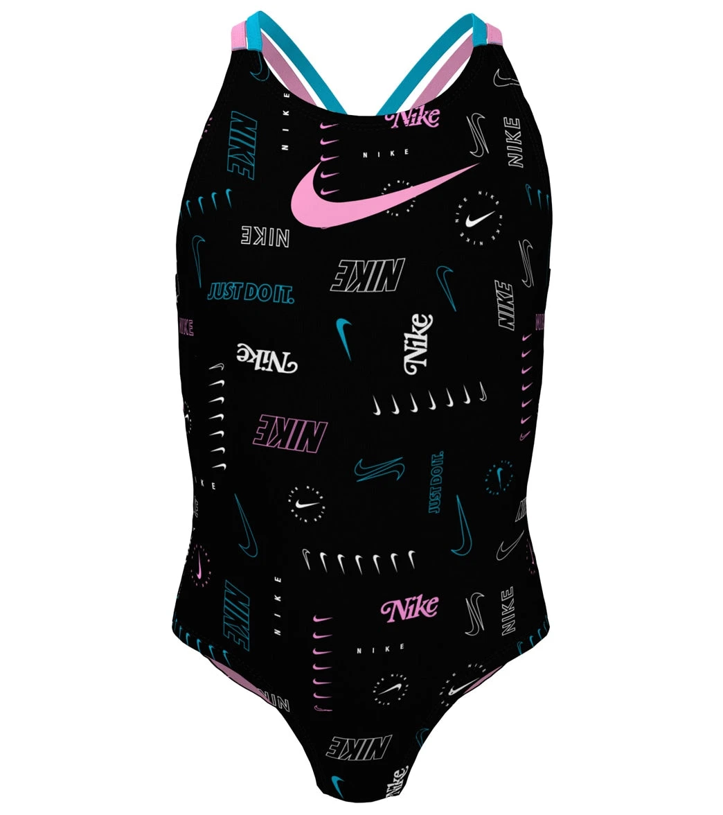 Nike Girls' Logo Toss Spiderback One Piece Swimsuit (Big Kid)