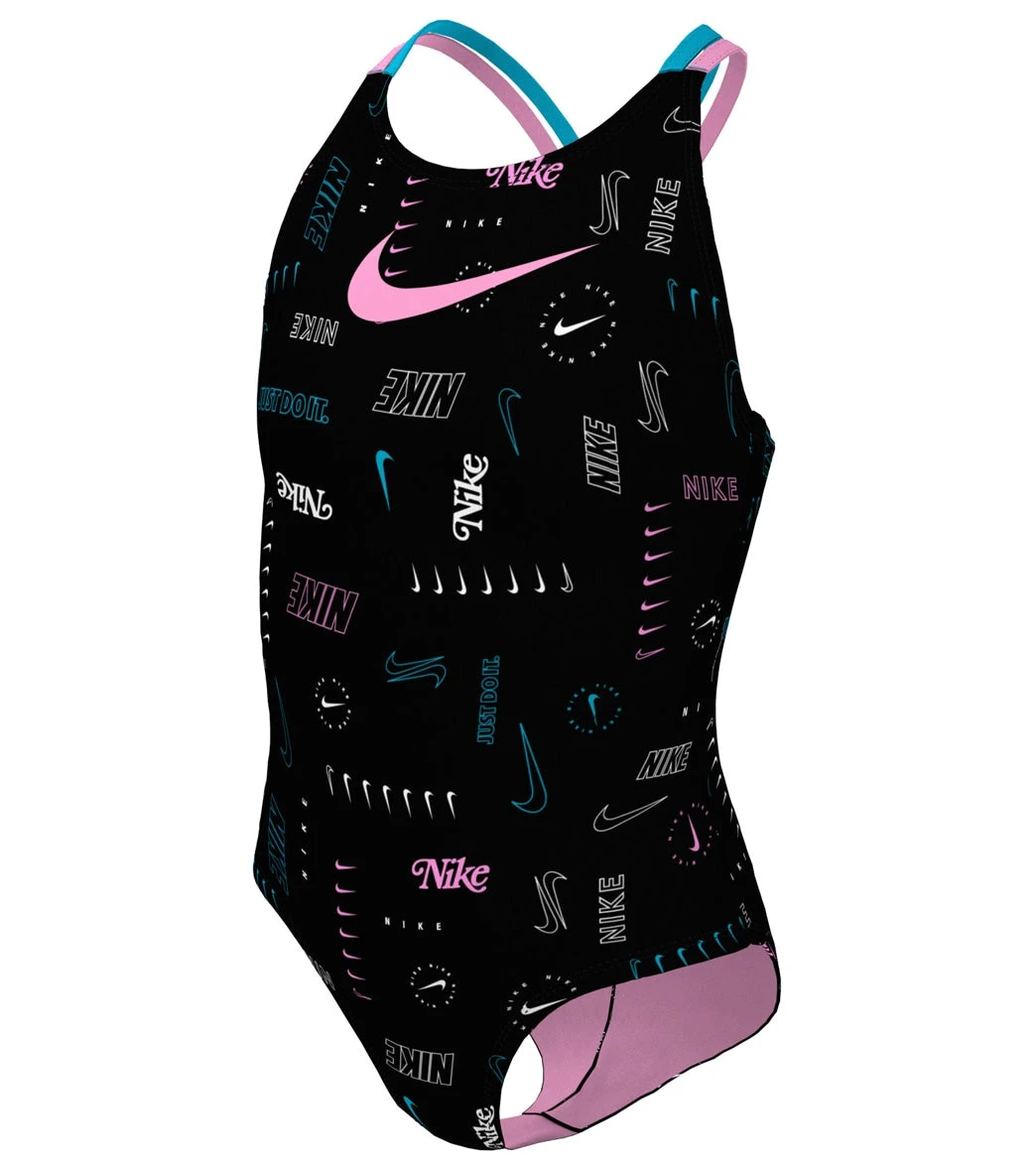 Nike Girls' Logo Toss Spiderback One Piece Swimsuit (Big Kid) - Image 2