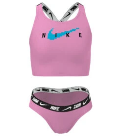 Nike Girls Logo Tape Two Piece Midkini Set (Big Kid)