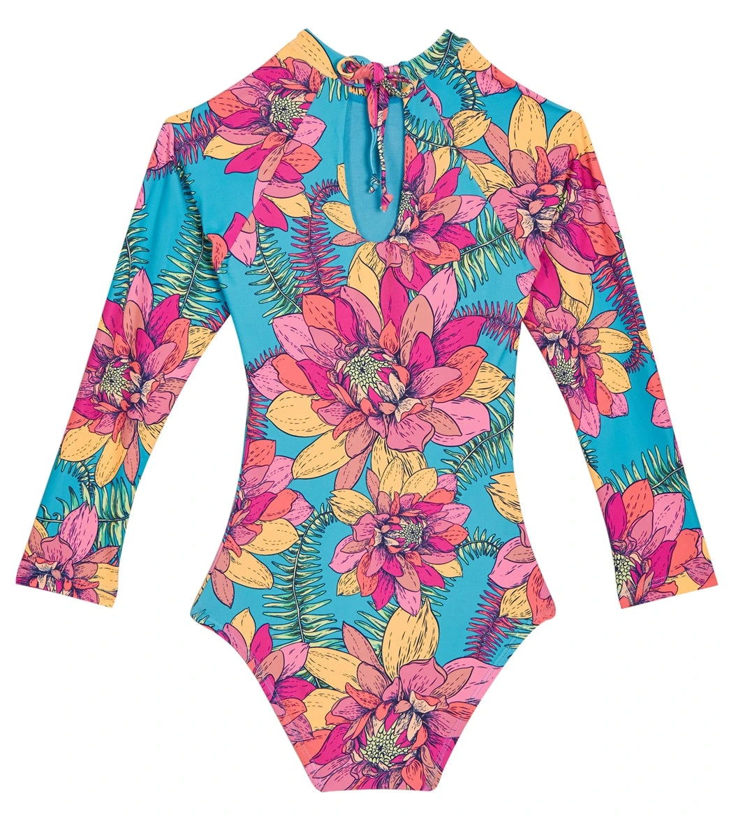 Girls' Go-Go-Lotus Long Sleeve One Piece Swimsuit (Big Kid) - Image 2